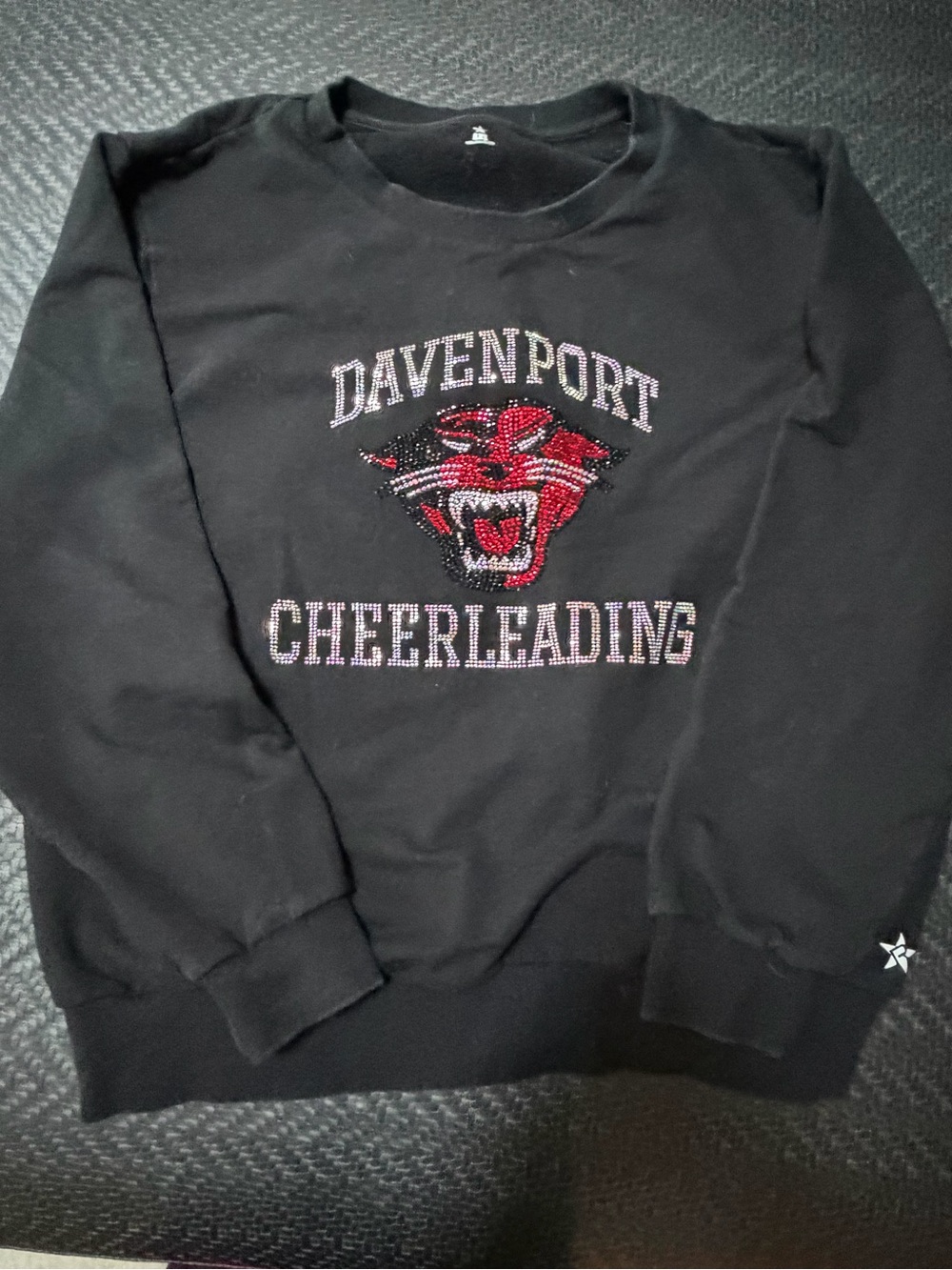 Davenport Cheerleading Black Rhinestone Pullover Sweatshirt
